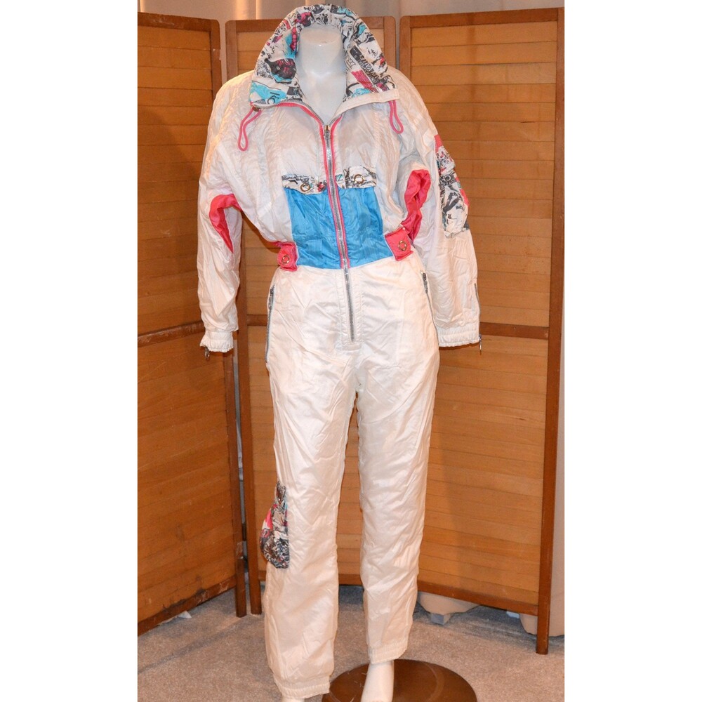 Women's Vintage White and Blue Ski Jacket